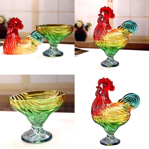 Bol de cristal para dulces con forma de pollo, 1 pieza 1