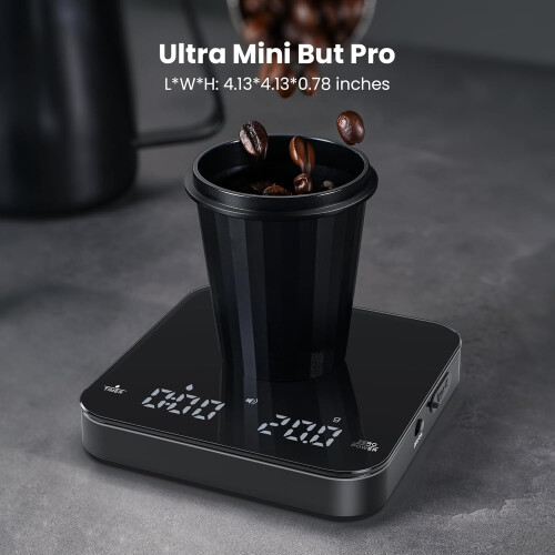 Mini balance à café avec minuteur, rechargeable par USB-C, 2 kg/0,1 g 1