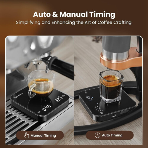 Mini balance à café avec minuteur, rechargeable par USB-C, 2 kg/0,1 g 2