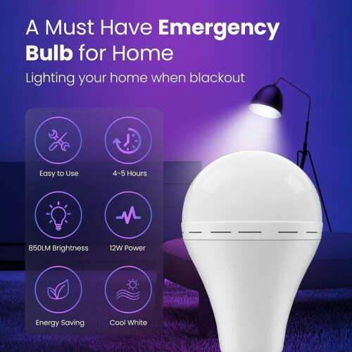 Lot de 4 ampoules LED rechargeables E26/E27 12W 5000K 2