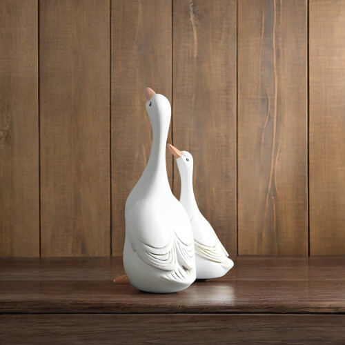 Entenmutter und Entlein, Harzfigur, 22 cm, Terrasse 2