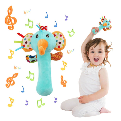 Babyrangle med tegneseriedyrdesign – blød