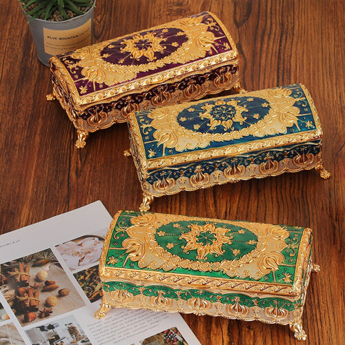 Stylish Antique Inspires Rectangular Enamel Jewelry Case-Purple 2