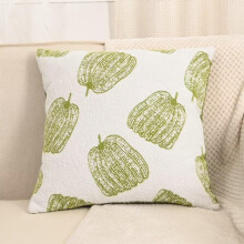 Housse de coussin en chenille motif citrouille 45 x 45 cm
