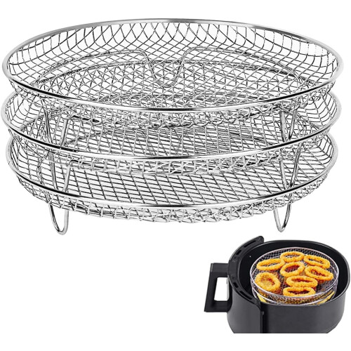 Stainless Steel Air Fryer Rack Set – 3-Piece Stackable