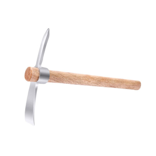 Stainless Steel Double-Headed Pickaxe with Wooden Handle