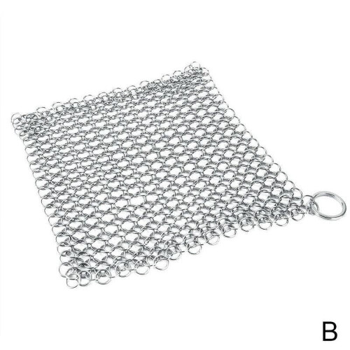 Esponja de aço com malha de corrente para panelas e utensílios de cozinha, 10 x 10 cm