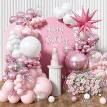 Rosa Ballonbogen-Set – 97 Latex- und Folienballons