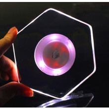 LED acryl onderzetters 10 cm wit/gekleurd licht