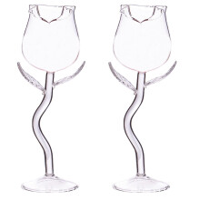 Verres à vin en verre en forme de rose (2 pièces)