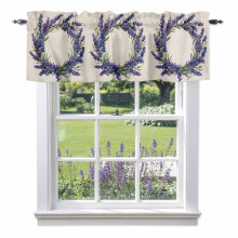 Cantonnière aquarelle printanière 54 x 18 pouces, motif floral violet style ferme