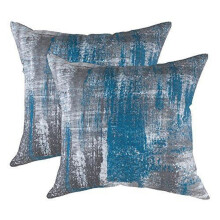 Kussenhoes van katoen met penseelmotief, turquoise, 20x20 inch (2 stuks)