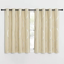 Microfiber Blackout Curtains 52"W x 84"L, Silver Wave Foil