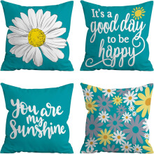 Fundas de almohada color turquesa, 45 x 45 cm (18 x 18 pulgadas), juego de 4