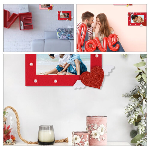 Set de 2 rame foto în formă de inimă, material textil nețesut 2