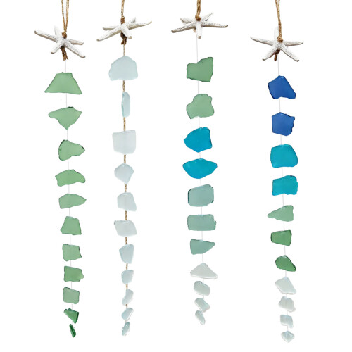 Carillons éoliens élégants, verre de mer coloré et étoiles de-4 1