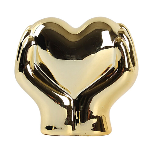 Keramisk hjerteornament guld og sølv 1 stk. 1