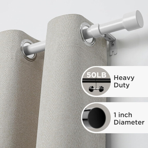 Conjunto de varão de cortina ajustável em metal branco, 81-366 cm (32-144 polegadas) 1