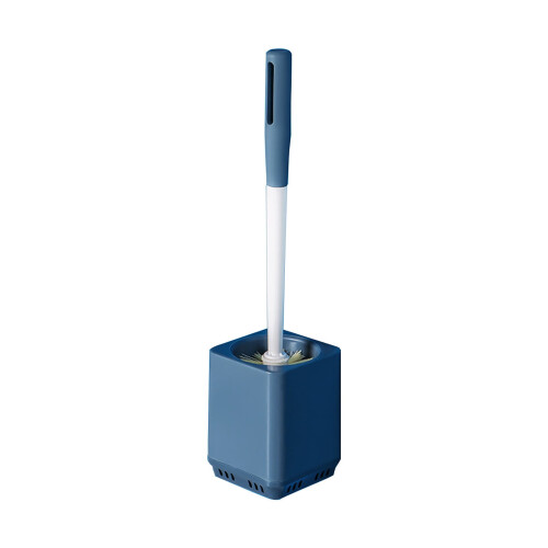 Toilet Brush Set with Long Handle Wall-Mounted Base 1