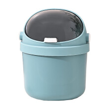 Poubelle de bureau en plastique bleu avec couvercle à charnière, 1,3 gallon