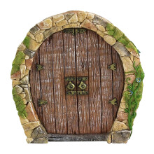Drewniane drzwi dla wróżek do drzew, miniaturowa ozdoba ogrodowa 3,9 x 3 cale