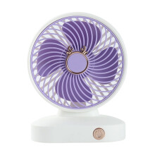 Ventilatore da scrivania portatile viola con 3 velocità e ricarica USB