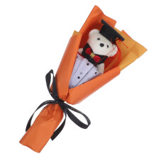 Bouquet de fin d'études avec ours en peluche orange (1 pièce)