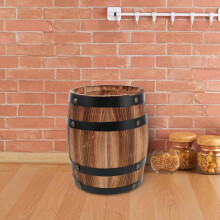 Porte-couverts en forme de tonneau en bois, marron clair, 20 x 16 x 16 cm