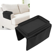 Plateau d'accoudoir de canapé avec poches, tissu Oxford 600D, noir