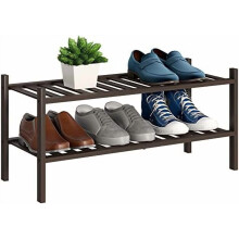 Étagère à chaussures empilable en bambou à 2 niveaux – 3 tailles