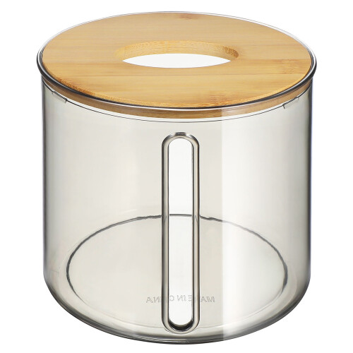 Porta fazzoletti da tavolo trasparente – Plastica e legno, 13 cm