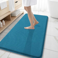 Alfombrilla de baño de espuma viscoelástica de 47x20 pulgadas, color azul pavo real