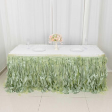 Jupe de table en taffetas vert sauge 427 cm x 74 cm