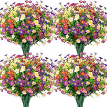 Flores artificiales de seda para decoración de interiores y exteriores (24 ramos)