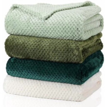Lot de 4 jetés en flanelle à texture gaufrée, 127 x 152 cm
