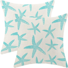 Conjunto de capas de almofada costeiras 18x18 em linho com tema de estrela-do-mar e oceano