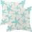 Conjunto de capas de almofada costeiras 18x18 em linho com tema de estrela-do-mar e oceano 1