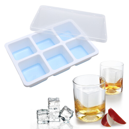 3 Stück Silikon-Eiswürfelformen, quadratisch - Abnehmbarer Deckel 2