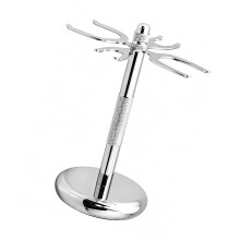 Metal 4 Prong Razors and Shave Brush Stand Bathroom-Silver