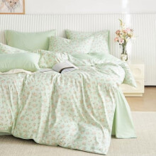 Floral Comforter Set Green Pink Shabby Chic 3-Piece Twin