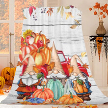 Couverture d'automne Ă motif citrouille et feuilles d'Halloween