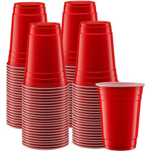Gobelets jetables en plastique rouge de 18 oz (paquet de 100)