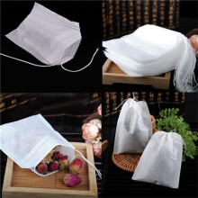 Bolsas de filtro de té de muselina con cordón, paquete de 100 unidades, 5,5 x 7 cm.