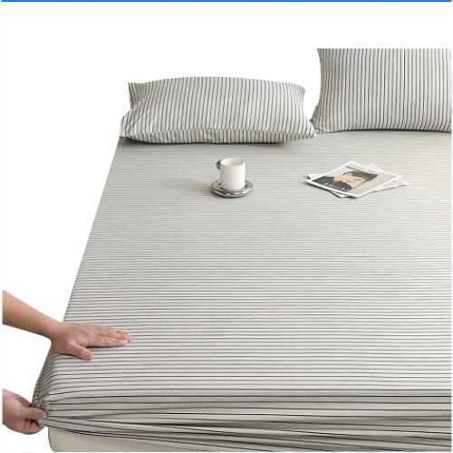 Drap-housse à rayures noires et blanches, poches profondes, pour lit simple