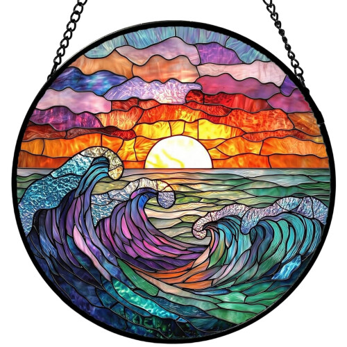 Unique Round Shape Glass Sun Catcher Window Hanging-25CM 23