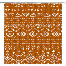 Cortina de ducha geométrica bohemia de tela naranja de 36" x 70" con