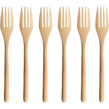 6-delers gafler i naturlig Nanmu-tre, 22 cm