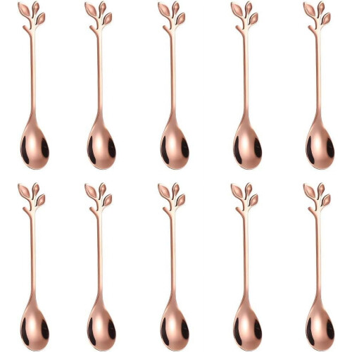 Leaf-Shaped Stainless Steel Tea Spoons 10-Pc