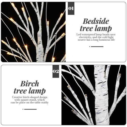 Lampe décorative d'intérieur en forme de bouleau à LED blanche – 60 cm 2