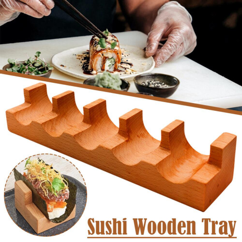 Bandeja de madera para servir sushi con compartimentos 2